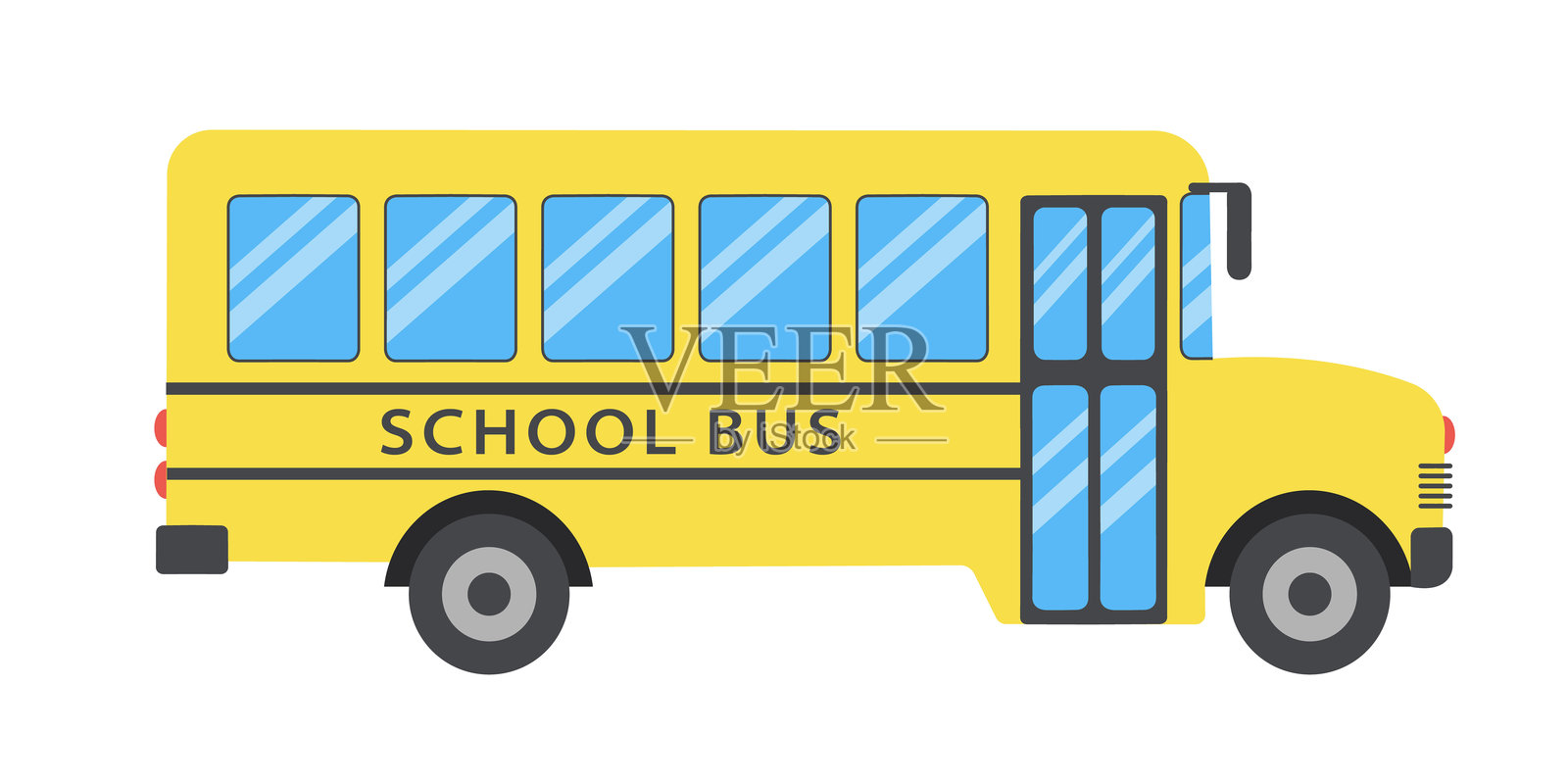 黄色校车。侧面视图。美国教育。插画图片素材