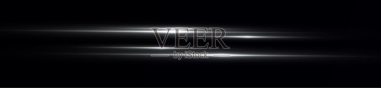 白色线条水平镜头，光晕，激光束，光晕，光线，黑色背景上的发光条纹，抽象发光背景。插画图片素材