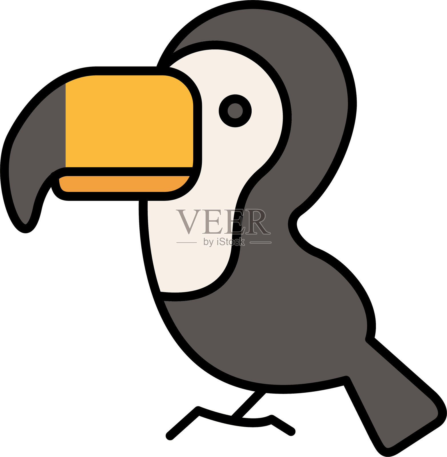 填充图标设计的巨嘴鸟插画图片素材