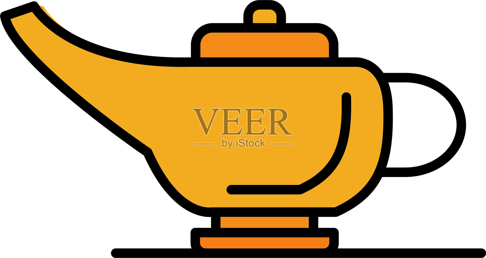 阿拉伯魔法灯线条填充图标设计插画图片素材