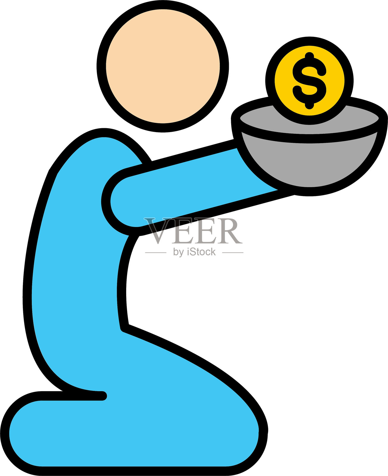 贫困线填充图标设计插画图片素材