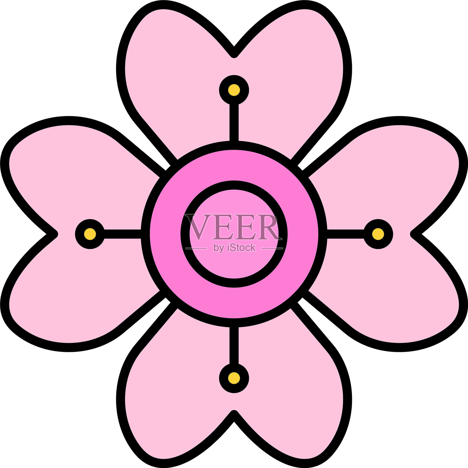 绣球花线条填充图标设计插画图片素材