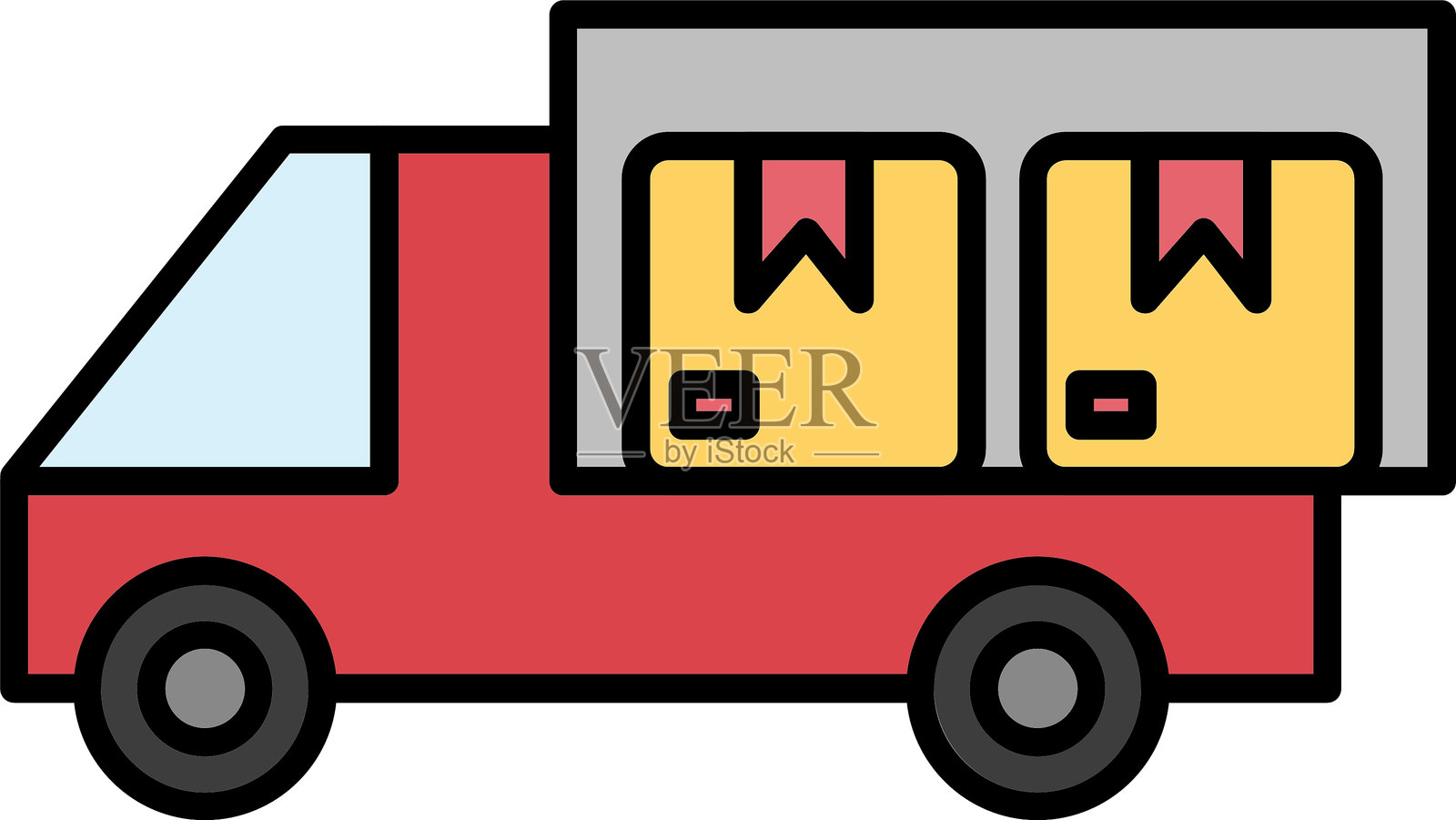 送货线填充图标设计插画图片素材