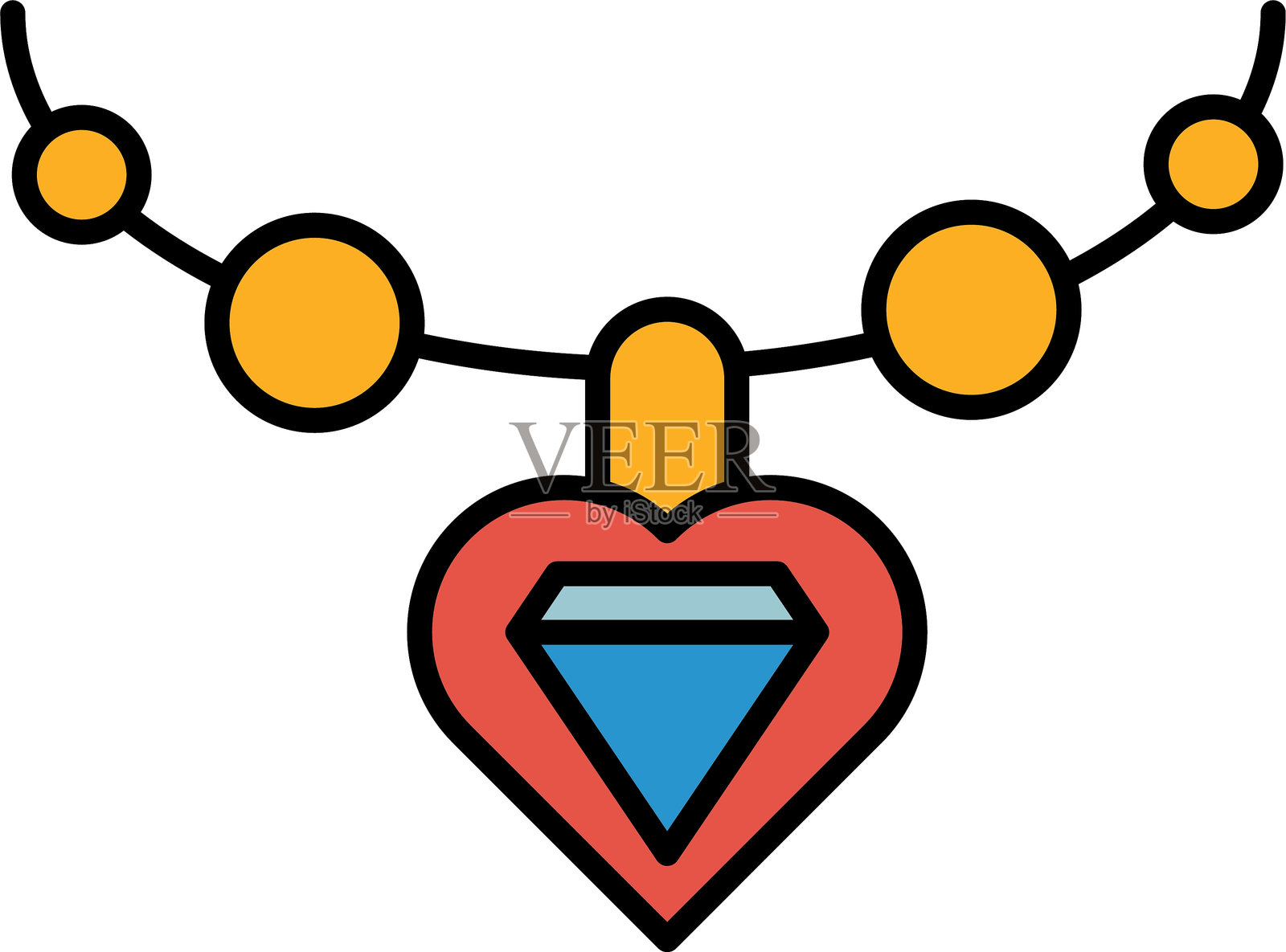 项链线条填充图标设计插画图片素材