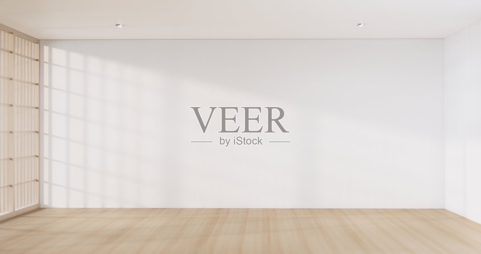 空房间，干净的日本极简主义室内，3D渲染照片摄影图片