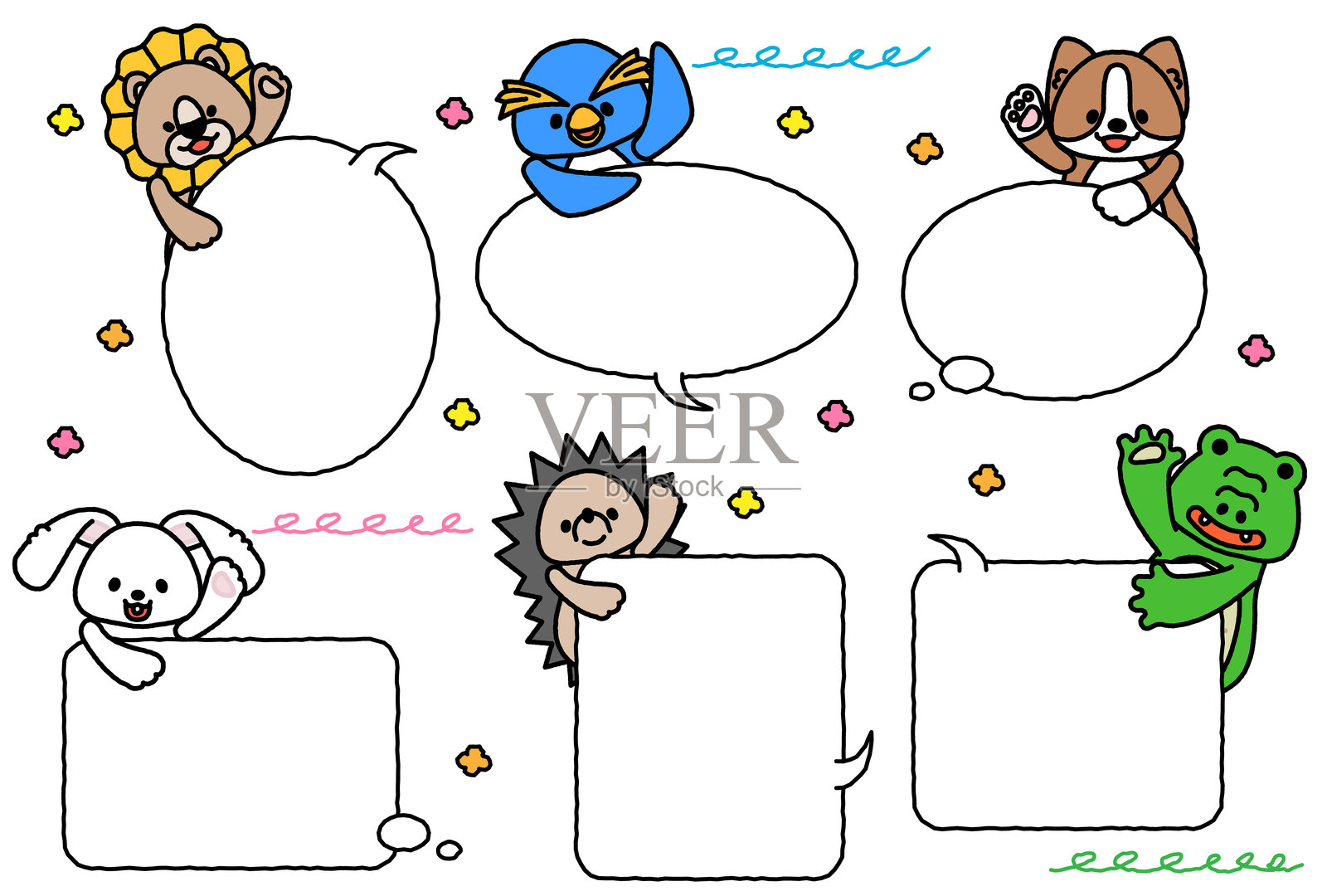 可爱动物框架2A套装插画图片素材