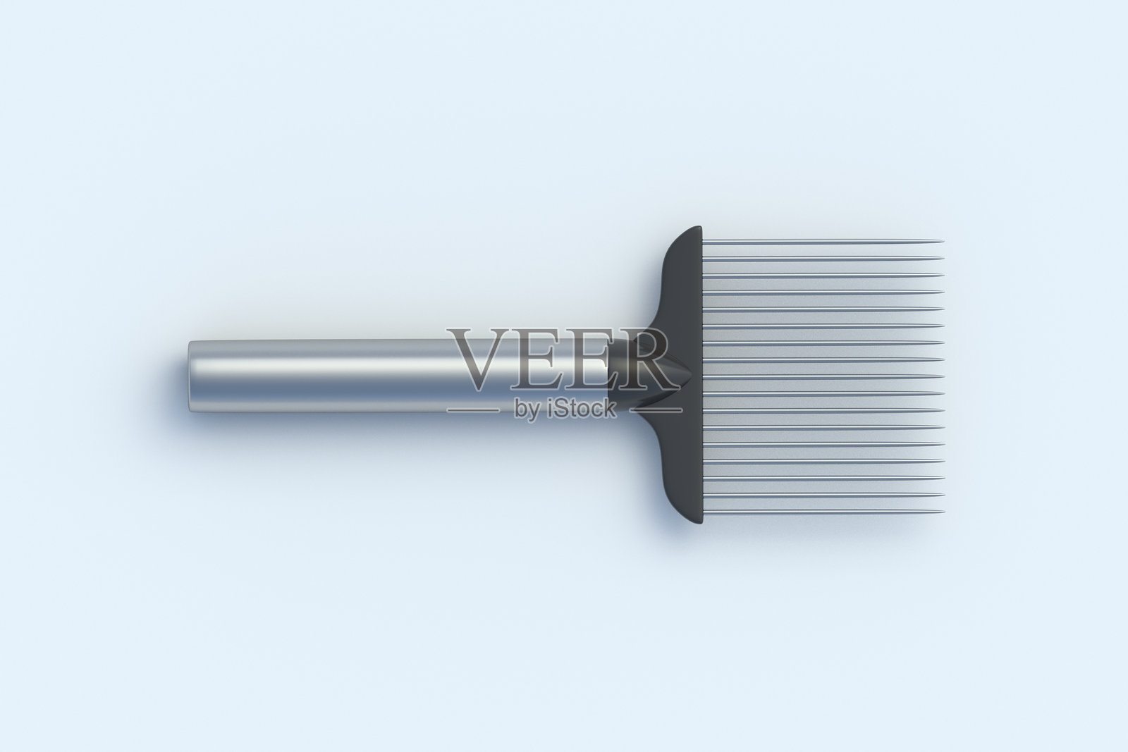 单个洋葱切割器在灰色背景上。用于切割蔬菜的设备。厨房配件。俯视图。3D渲染。照片摄影图片