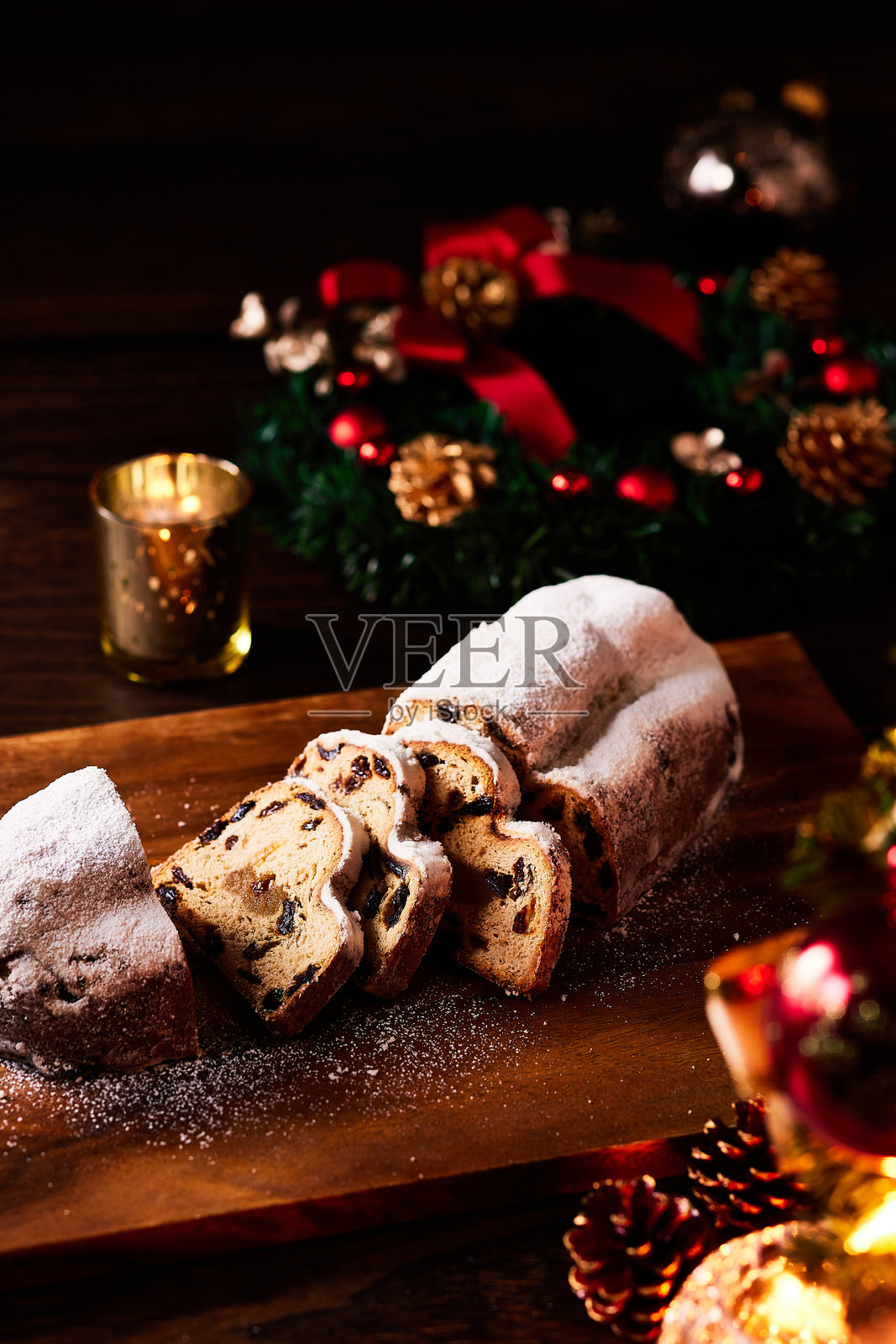 圣诞果仁面包照片摄影图片