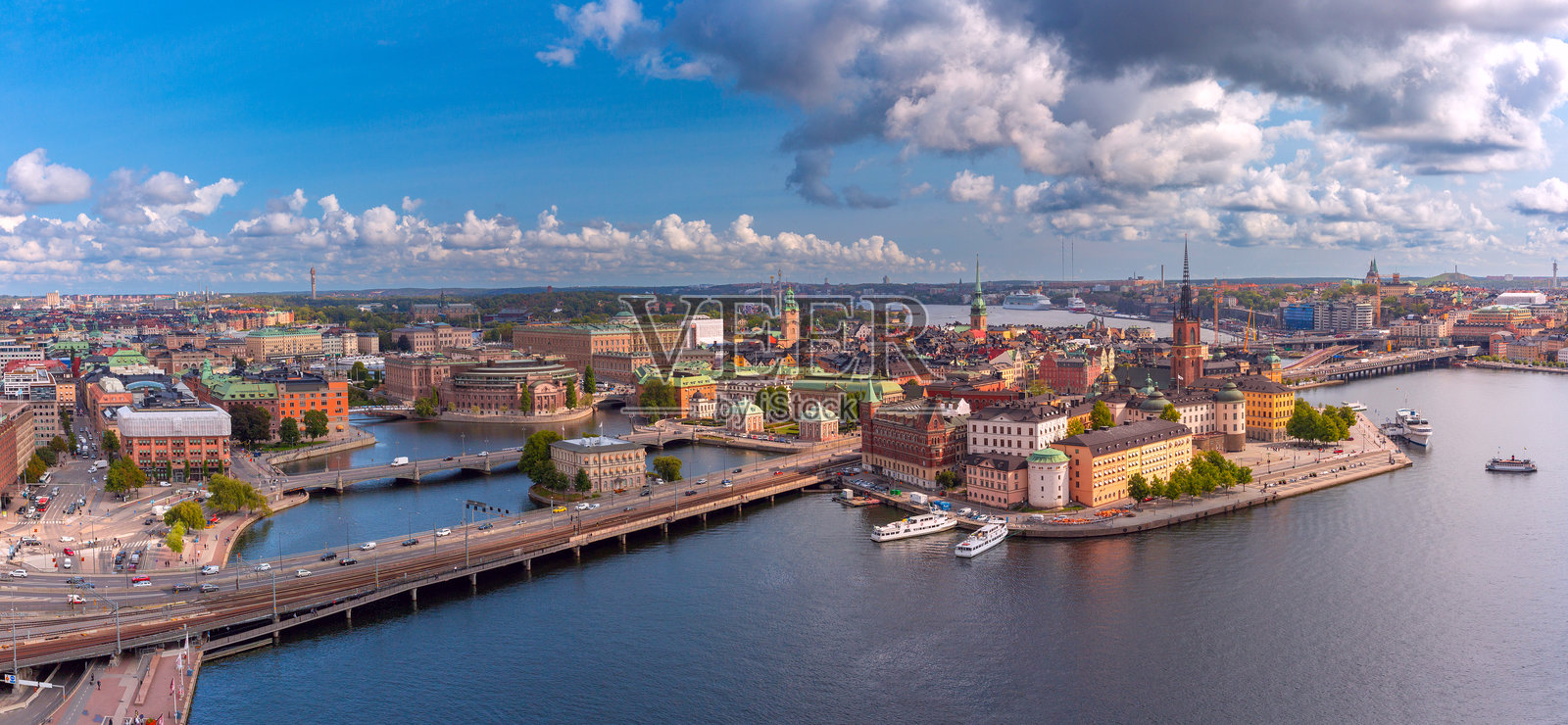 瑞典斯德哥尔摩的老城全景照片摄影图片
