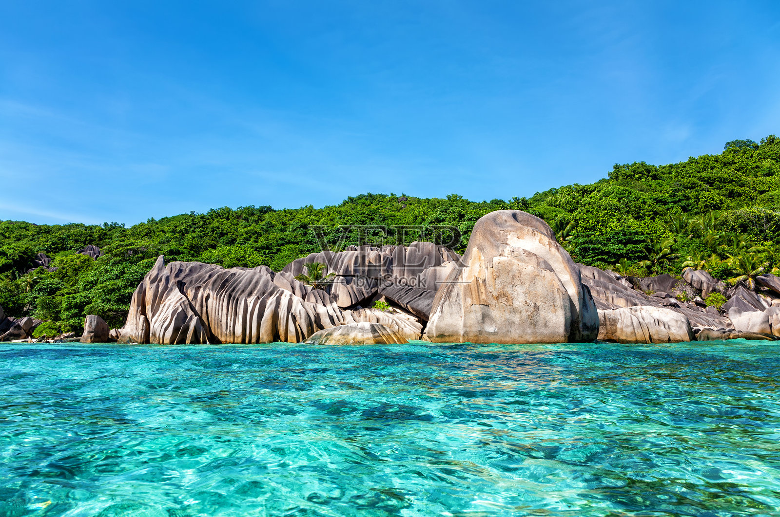 塞舌尔共和国拉迪格岛西海岸，非洲。照片摄影图片