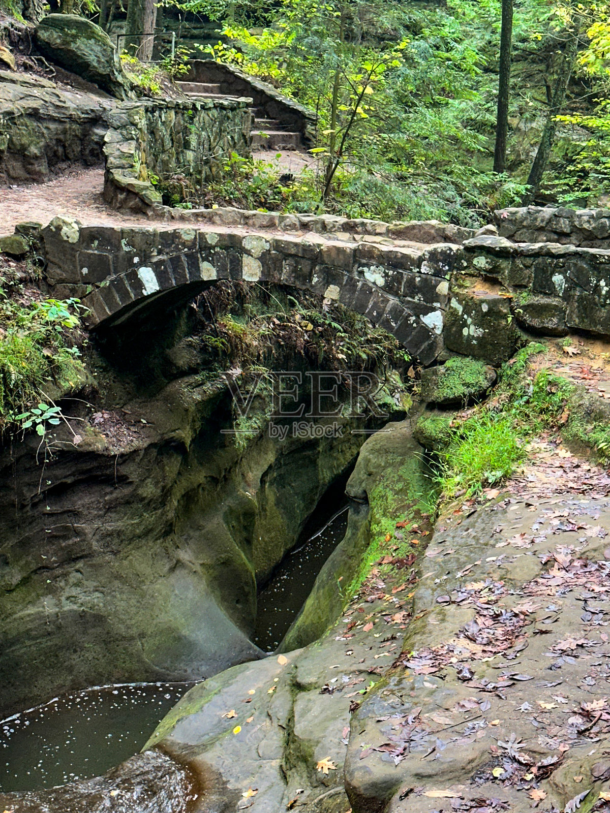 俄亥俄州洛根的霍金山州立公园老人的洞穴小径的风景秀丽景观照片摄影图片