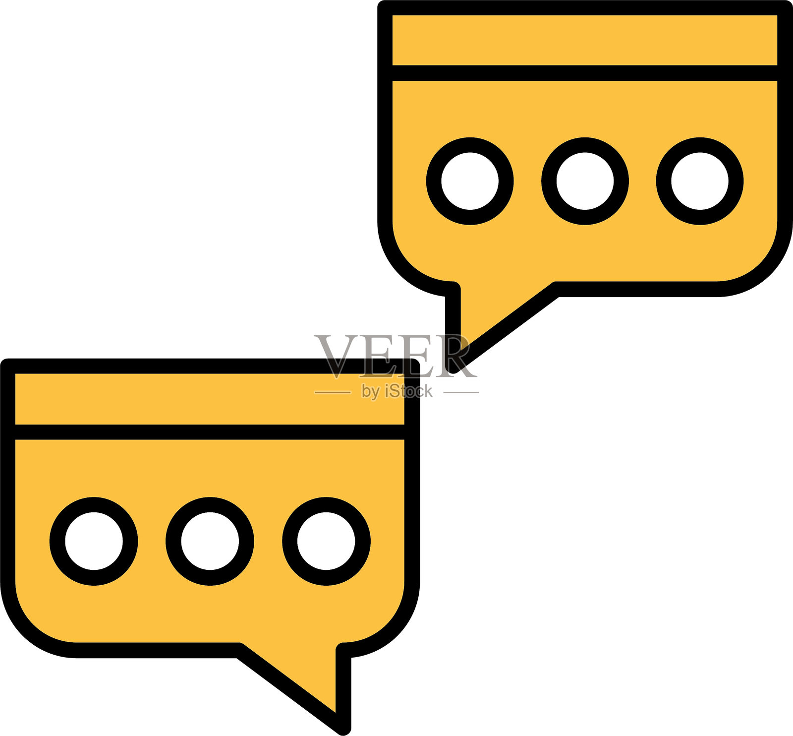 聊天气泡线条填充图标设计插画图片素材