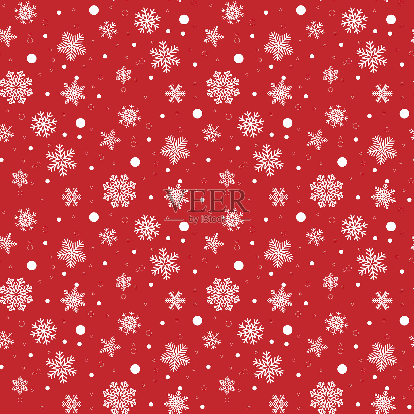 彩色包装纸上的白色雪花。插画图片素材