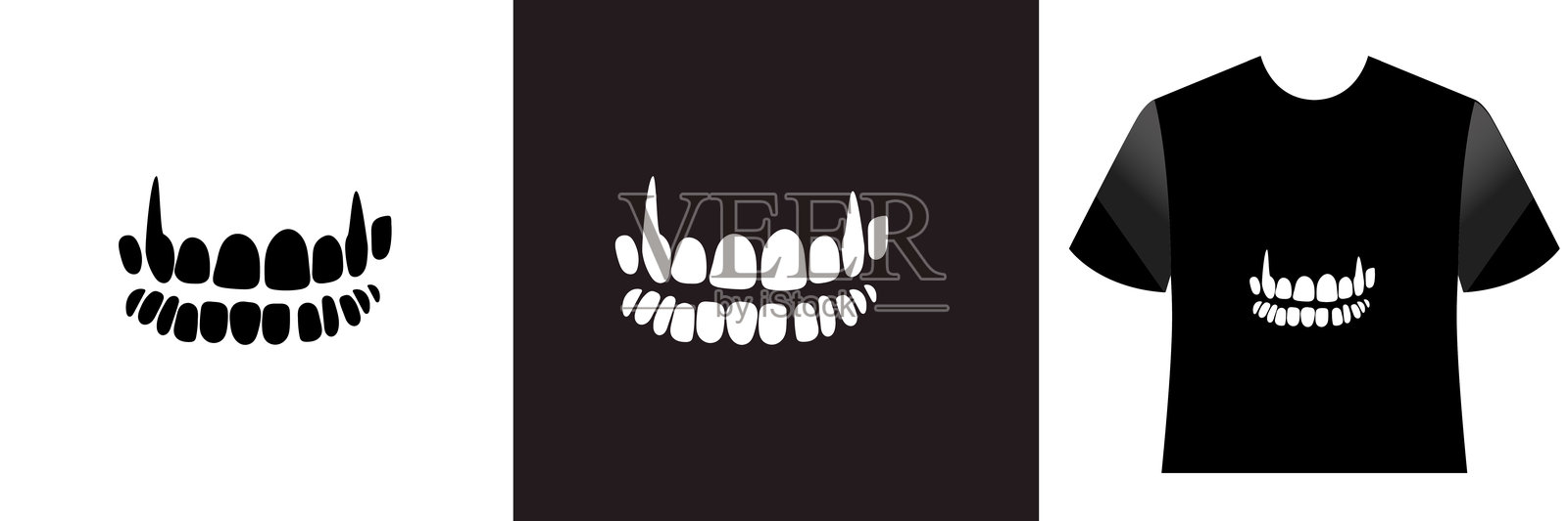 时尚的牙齿T恤和服装矢量设计，印刷及其他矢量插图。插画图片素材