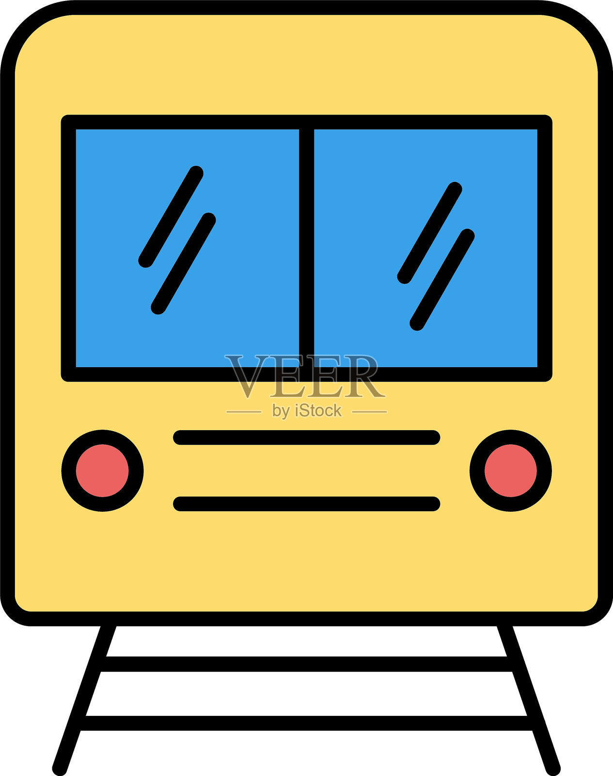 火车线路填充图标设计插画图片素材