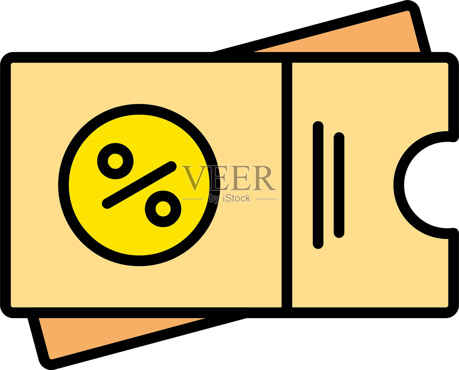 代金券线条填充图标设计插画图片素材