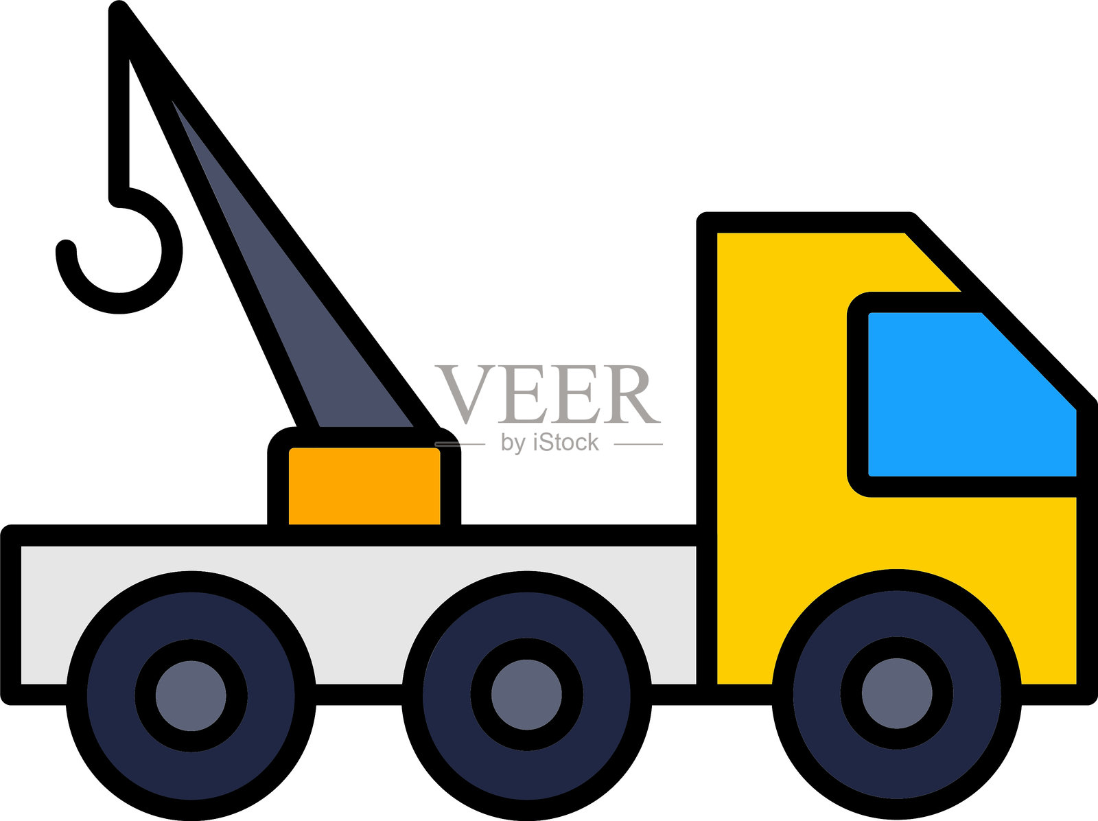 拖车线条填充图标设计插画图片素材