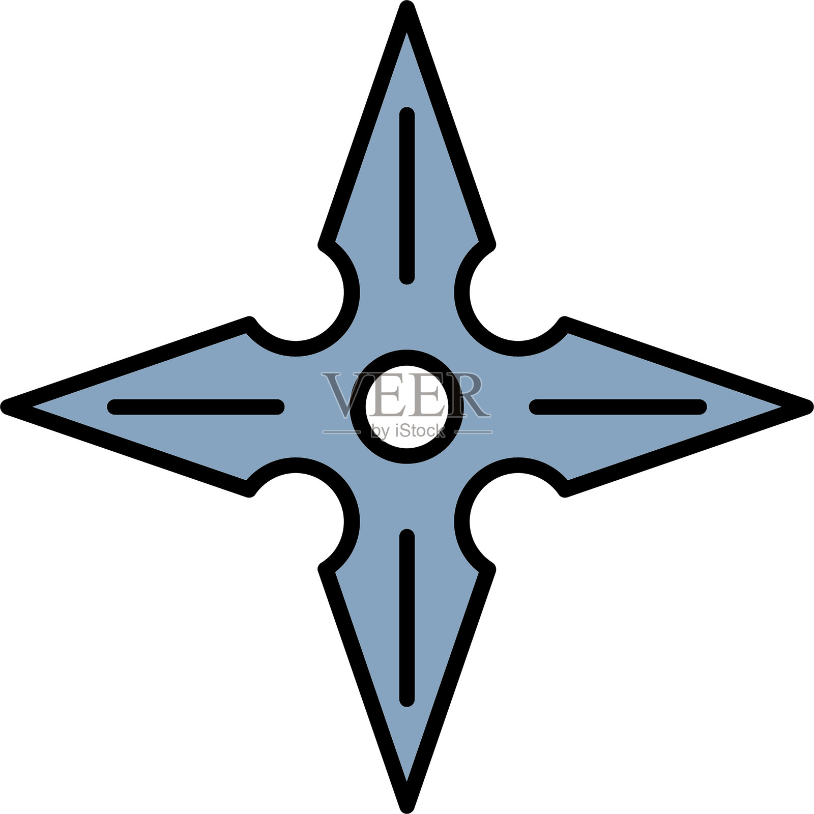 手里剑线条填充图标设计插画图片素材