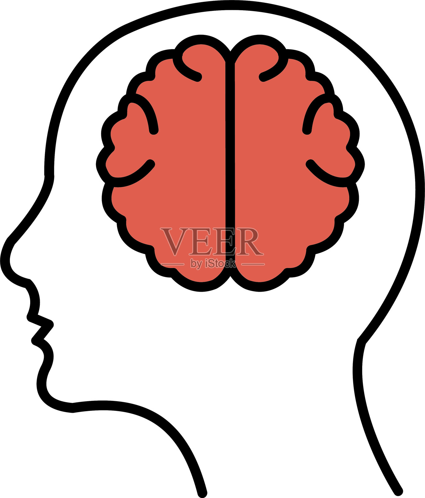 神经学线条填充图标设计插画图片素材