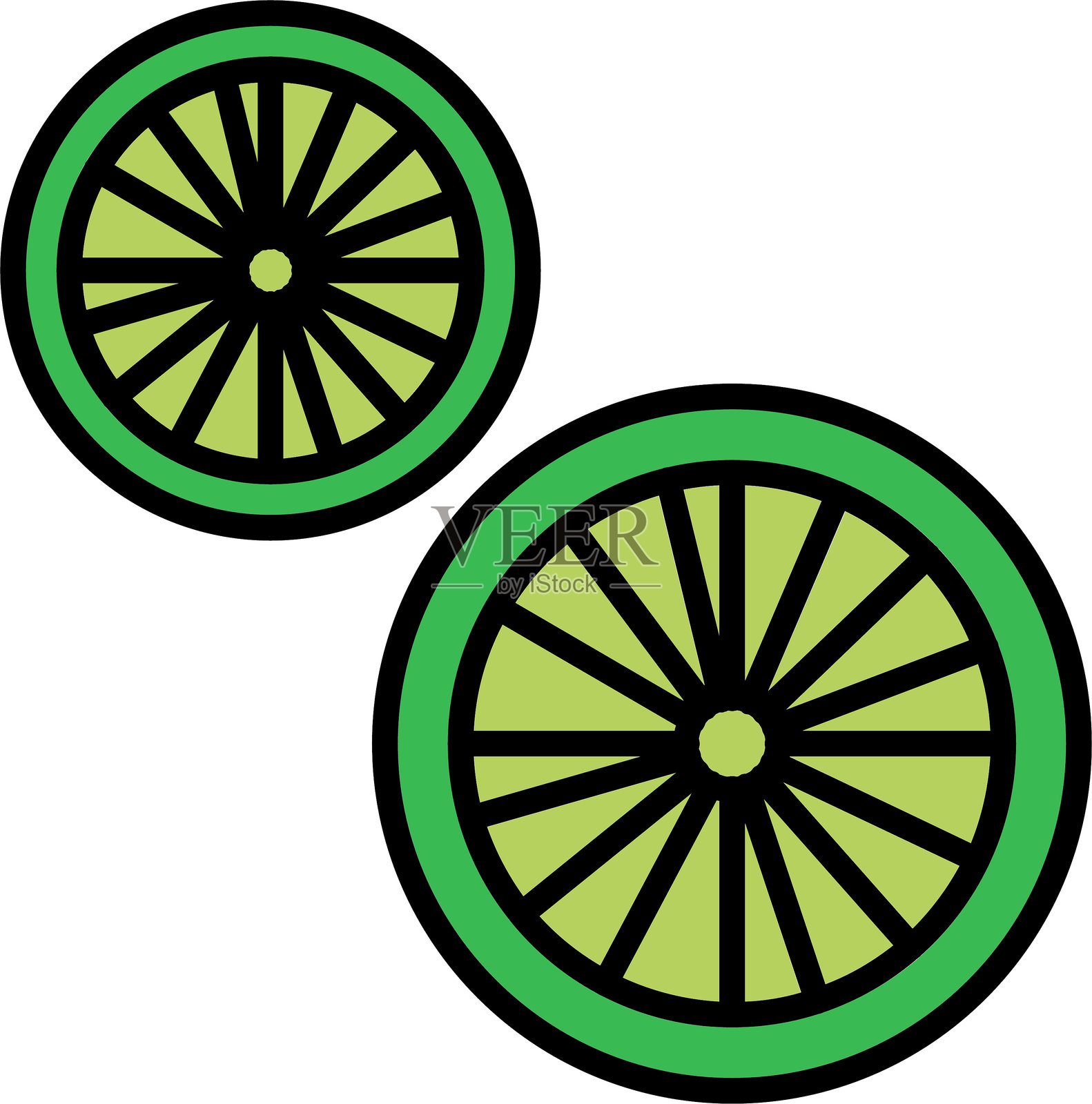 青柠线条填充图标设计插画图片素材