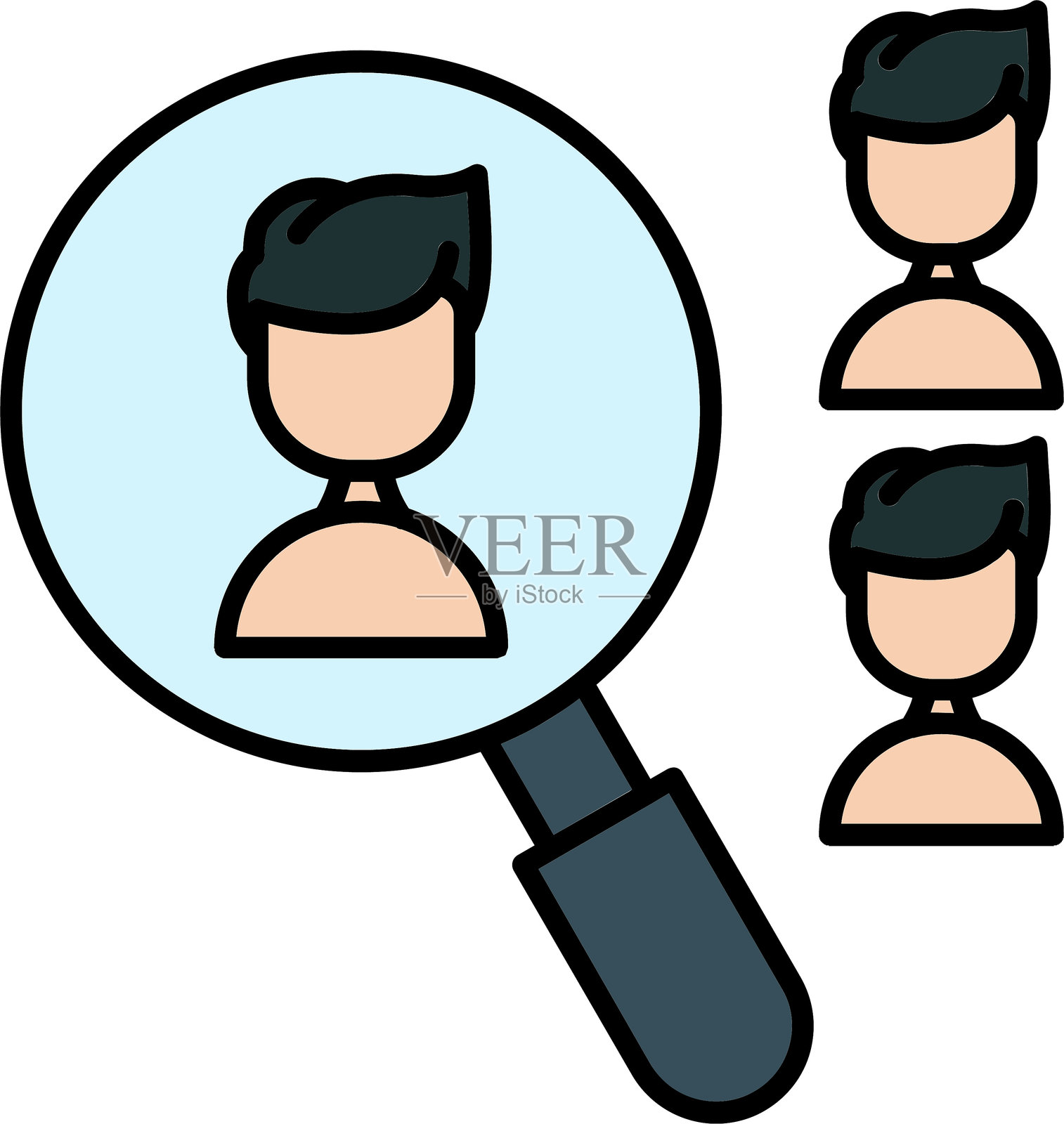 潜在客户生成线条填充图标设计插画图片素材