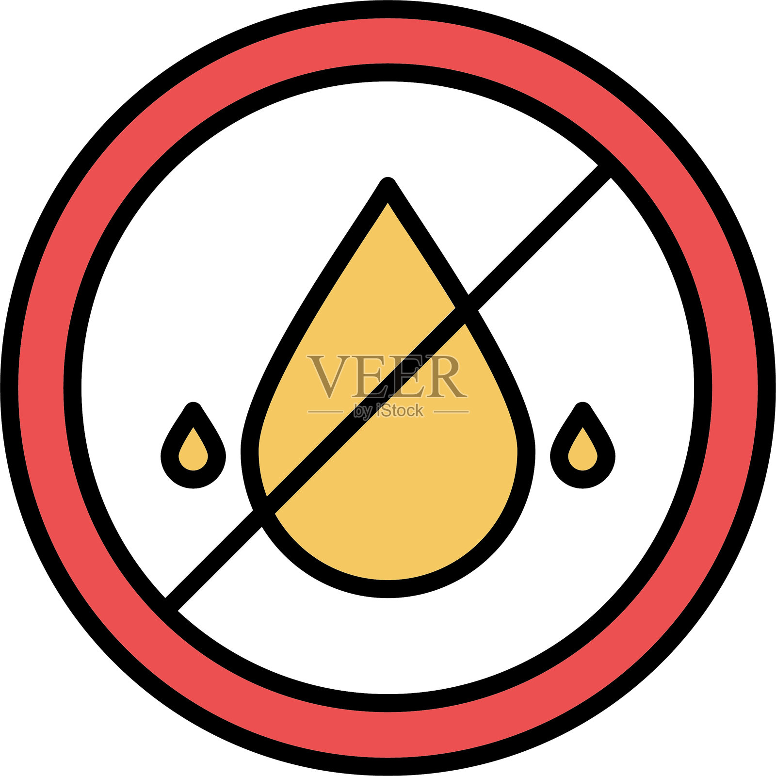 禁运线填充图标设计插画图片素材