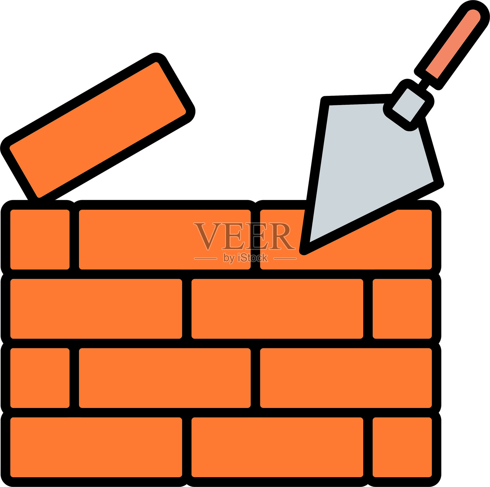 砖墙线条填充图标设计插画图片素材