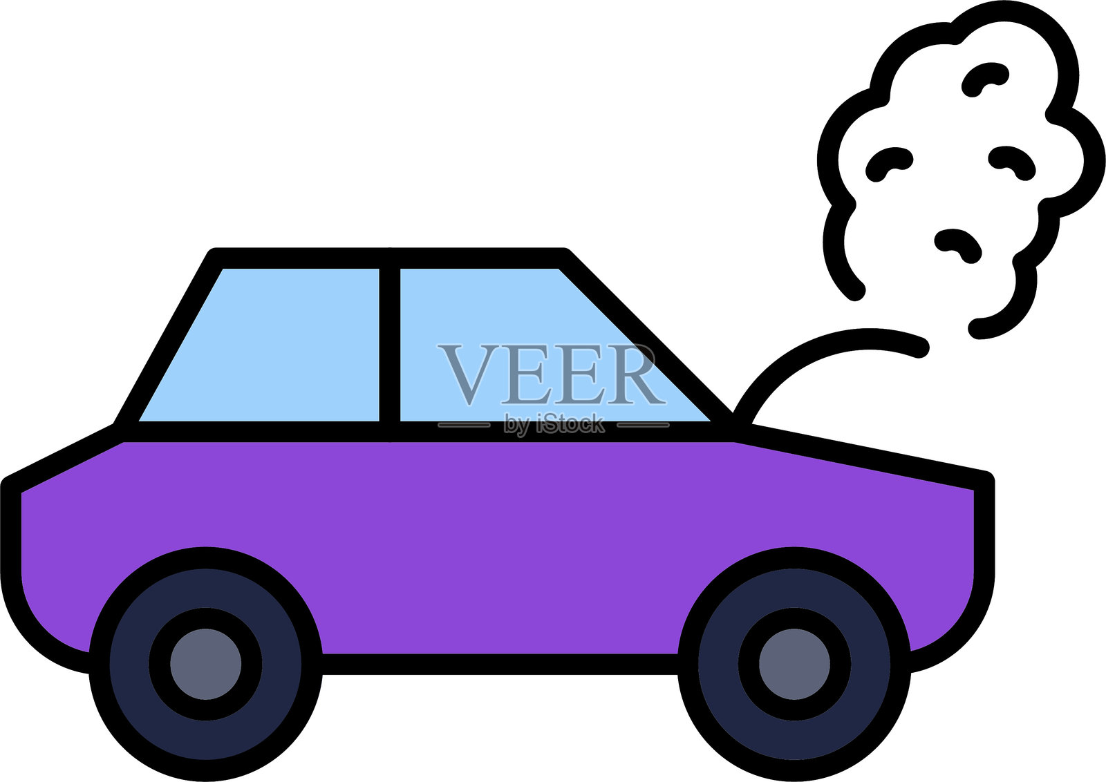 破车线条填充图标设计插画图片素材