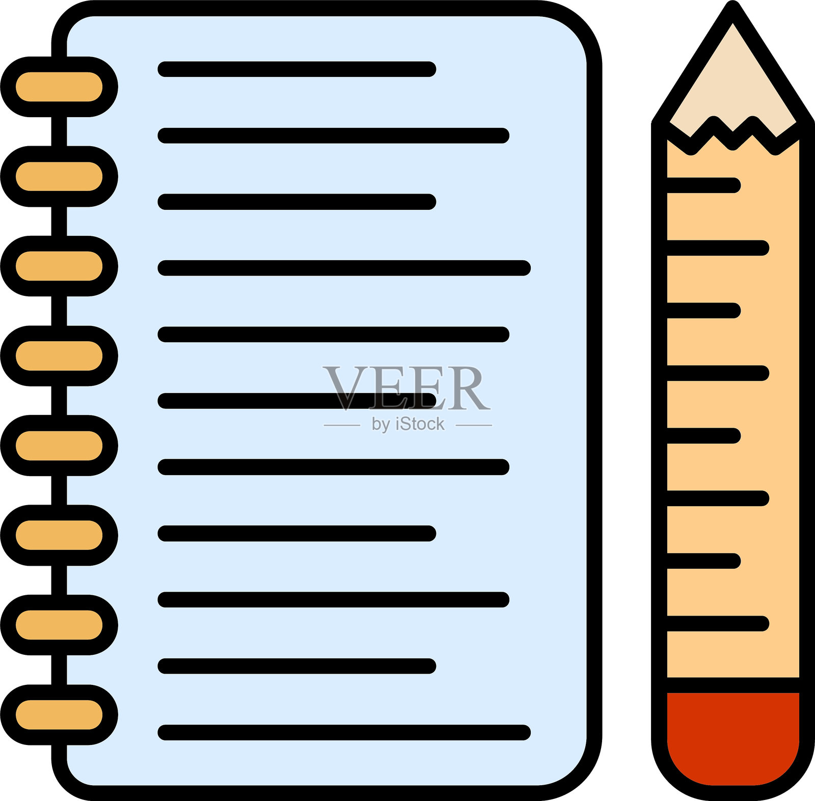 笔记线条填充图标设计插画图片素材