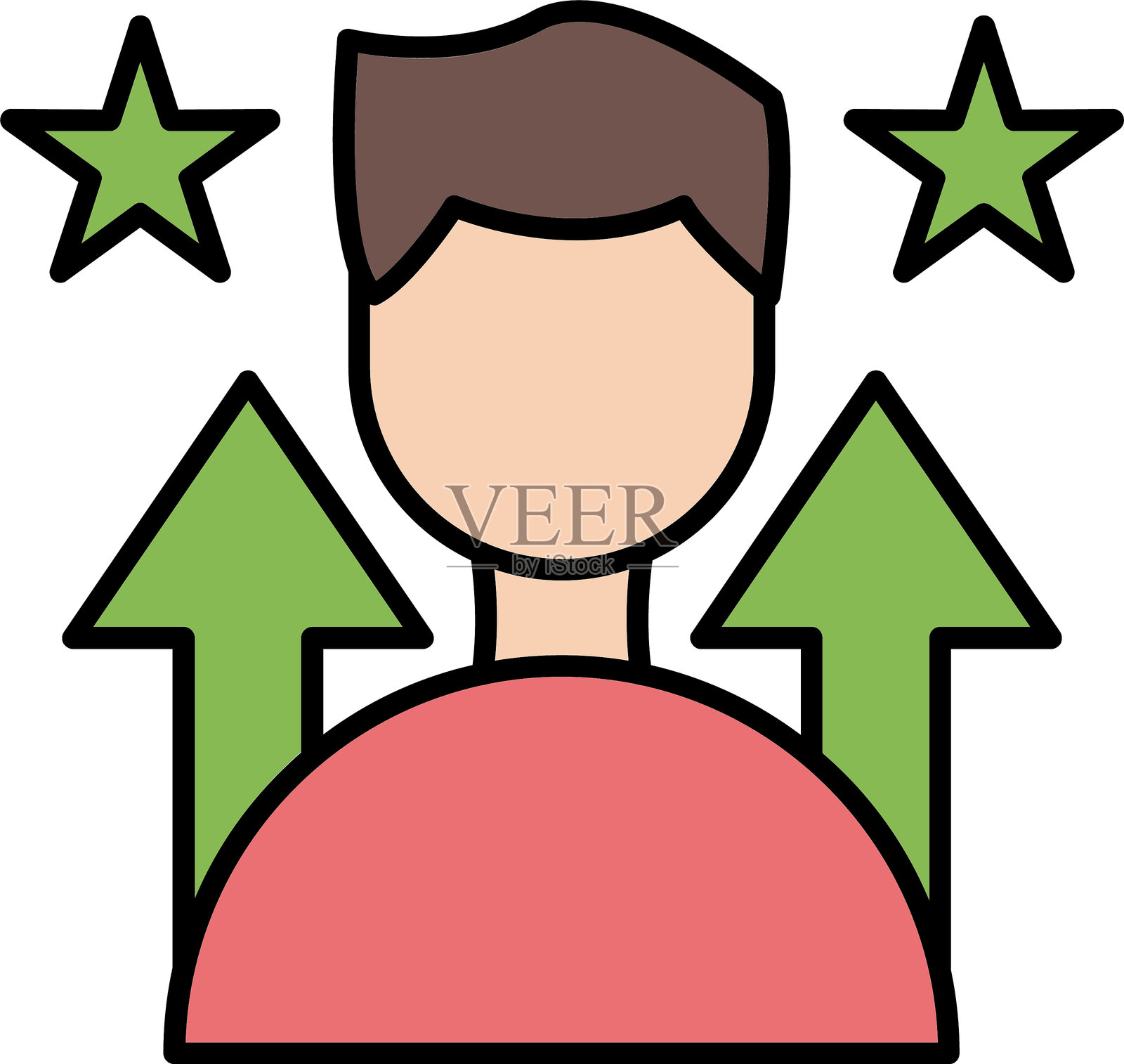 职业晋升线条填充图标设计插画图片素材