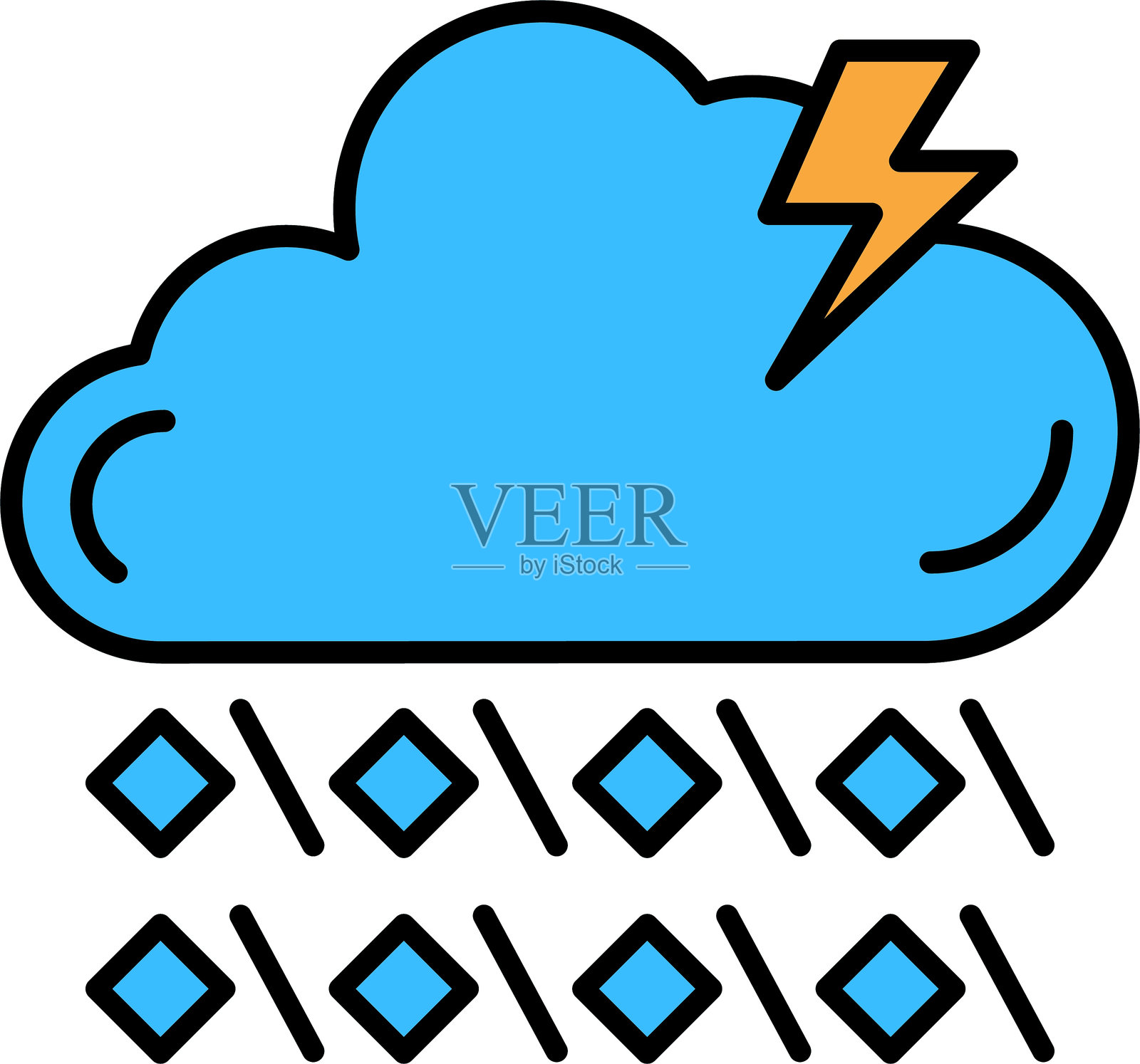 冰雹线填充图标设计插画图片素材