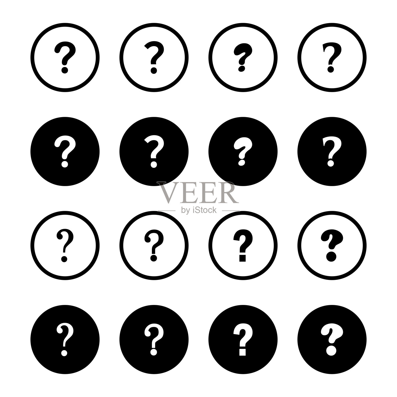 黑色问号轮廓在白色背景上独立。问号图标矢量插图设计。插画图片素材