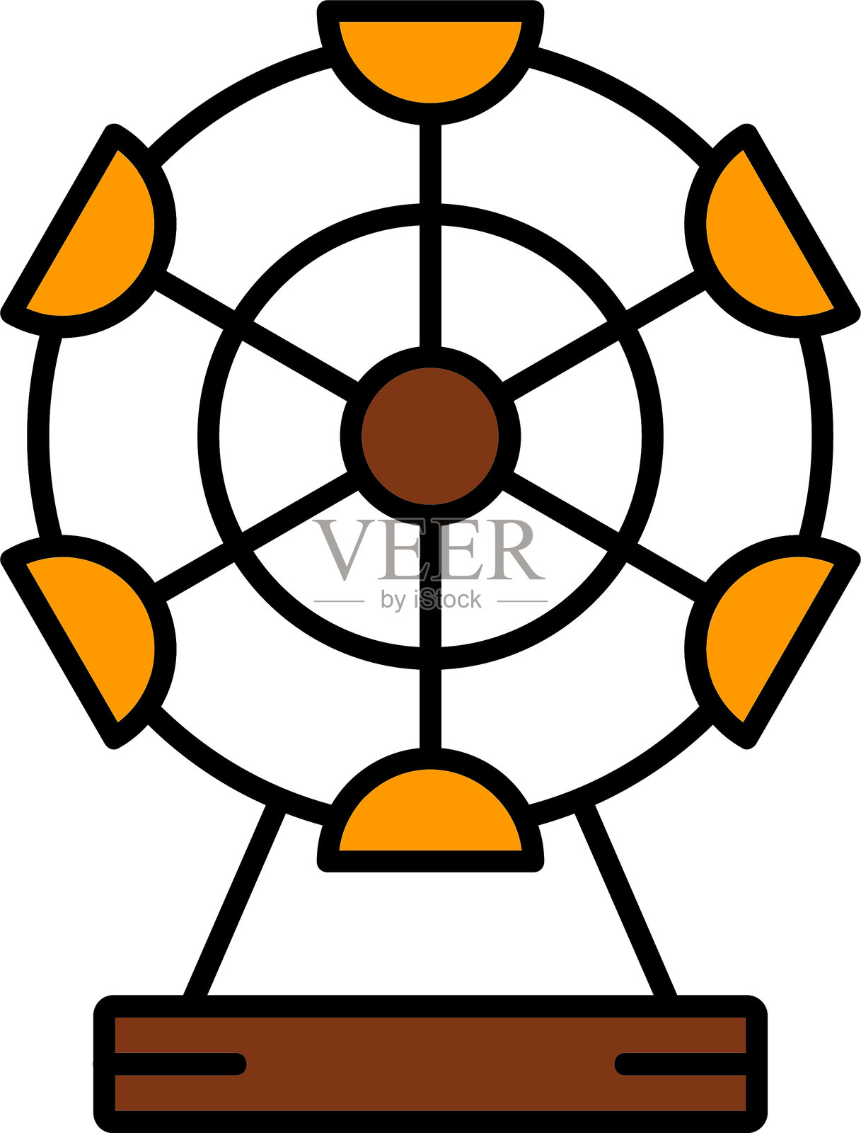 摩天轮线条填充图标设计插画图片素材