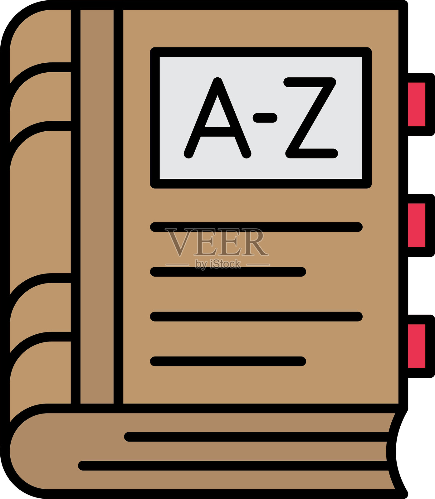 字典线条填充图标设计插画图片素材