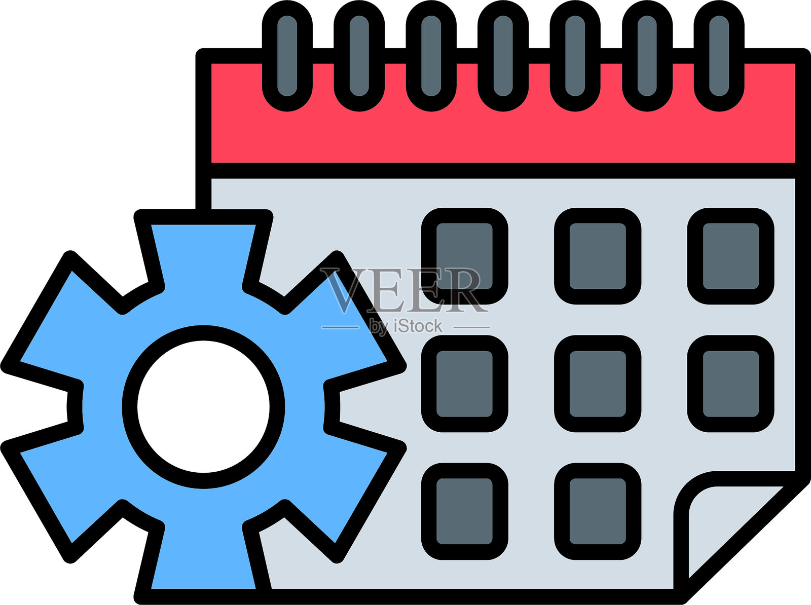 日历线条填充图标设计插画图片素材