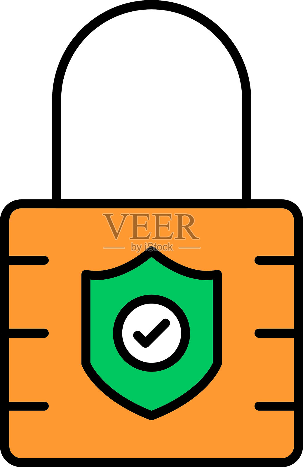 填充线条设计的挂锁图标插画图片素材