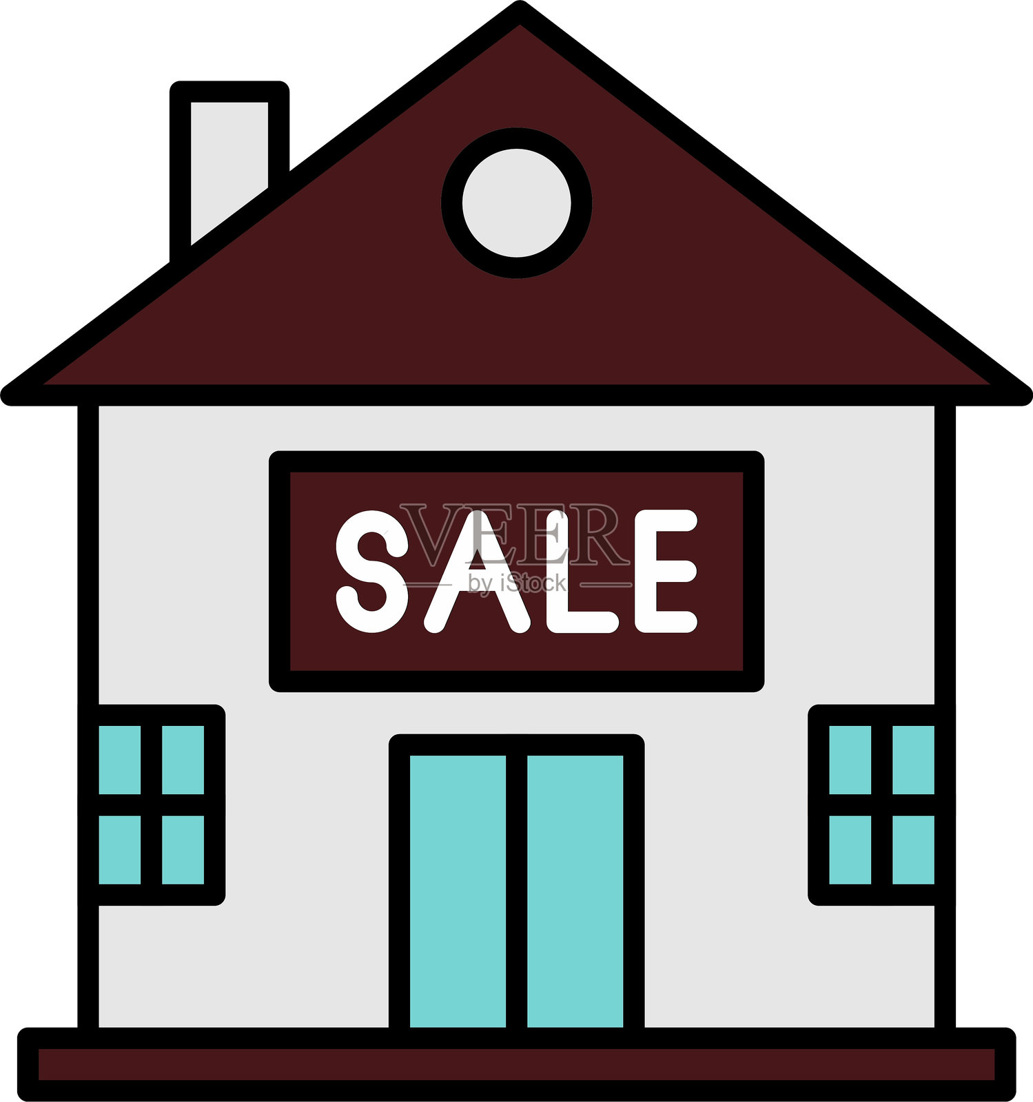 出租房屋线条填充图标设计插画图片素材