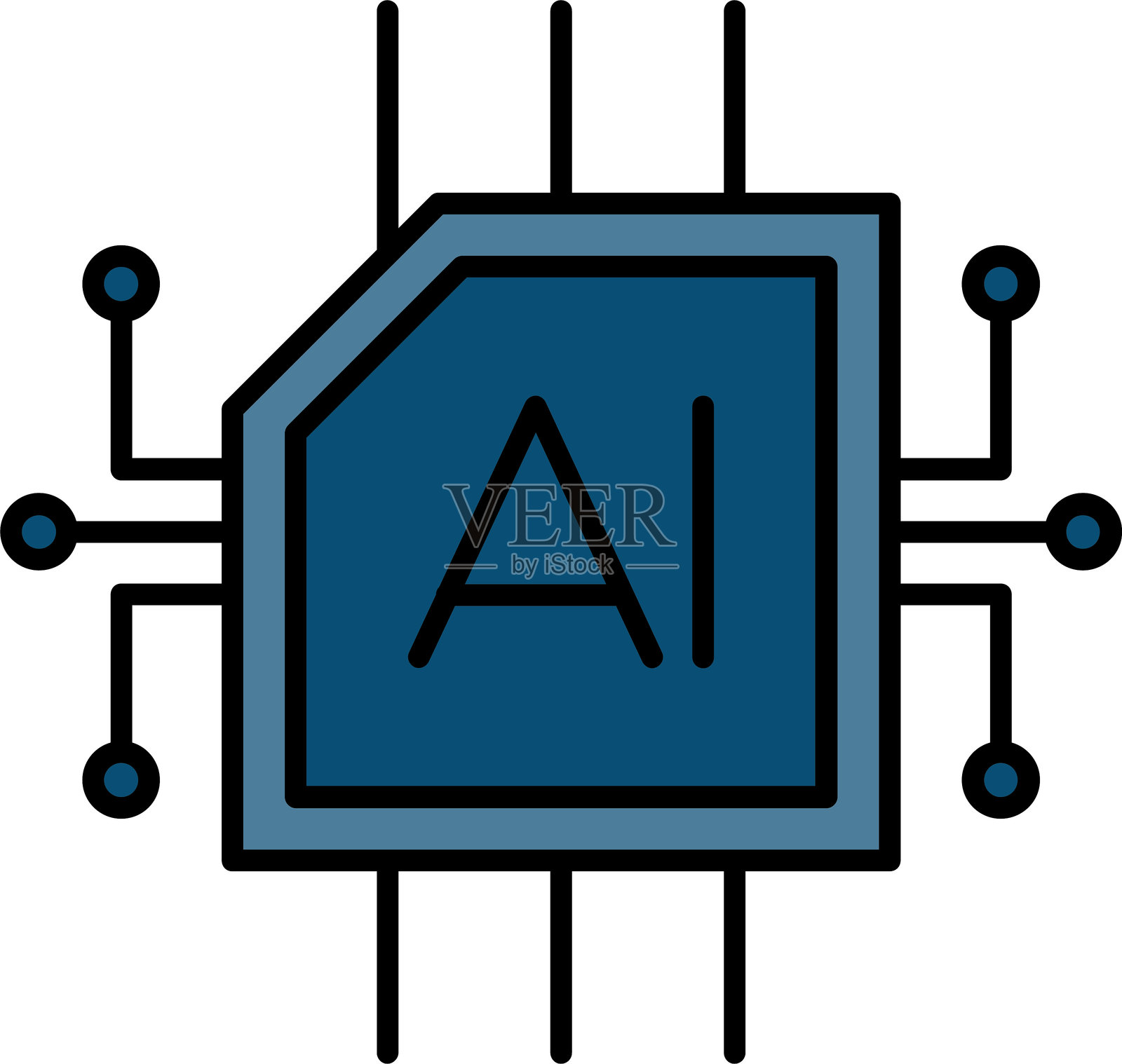 芯片线路填充图标设计插画图片素材