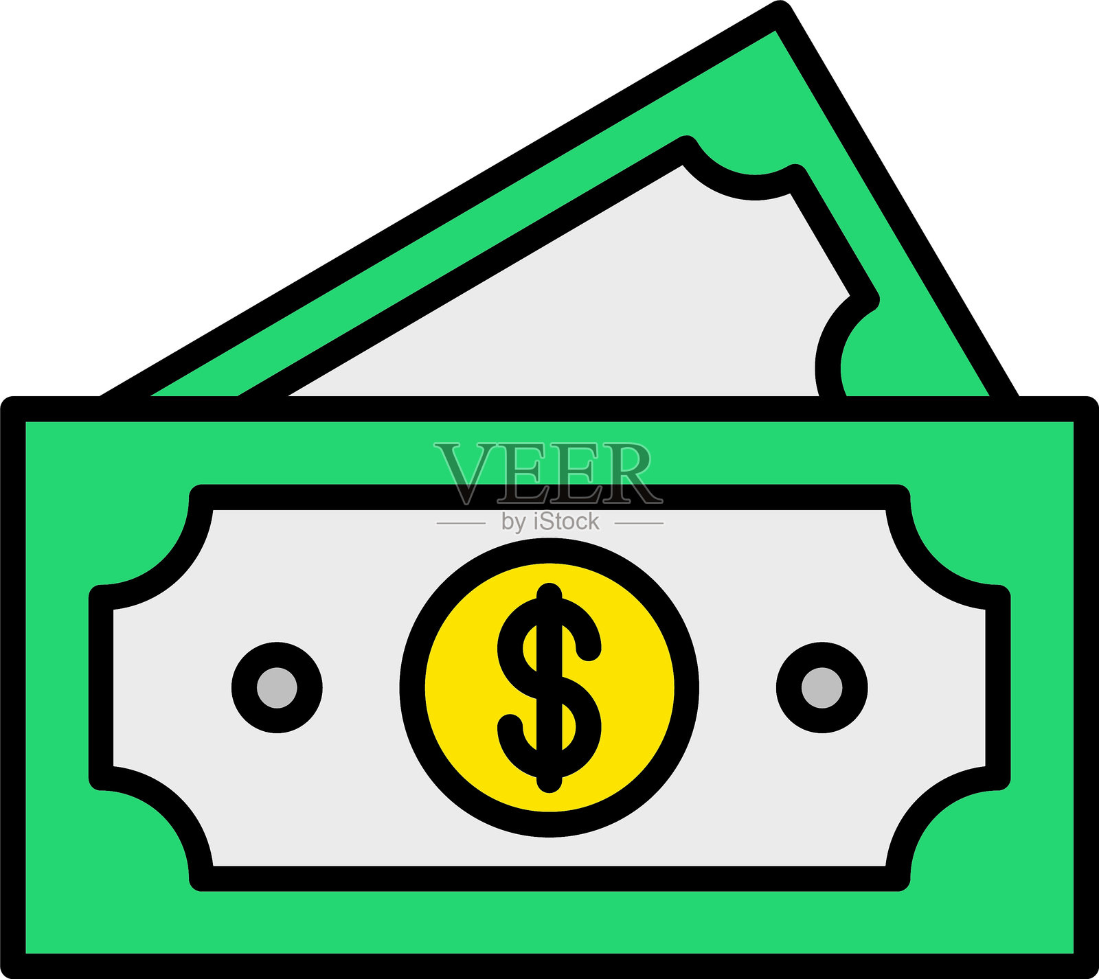 纸币线条填充图标设计插画图片素材