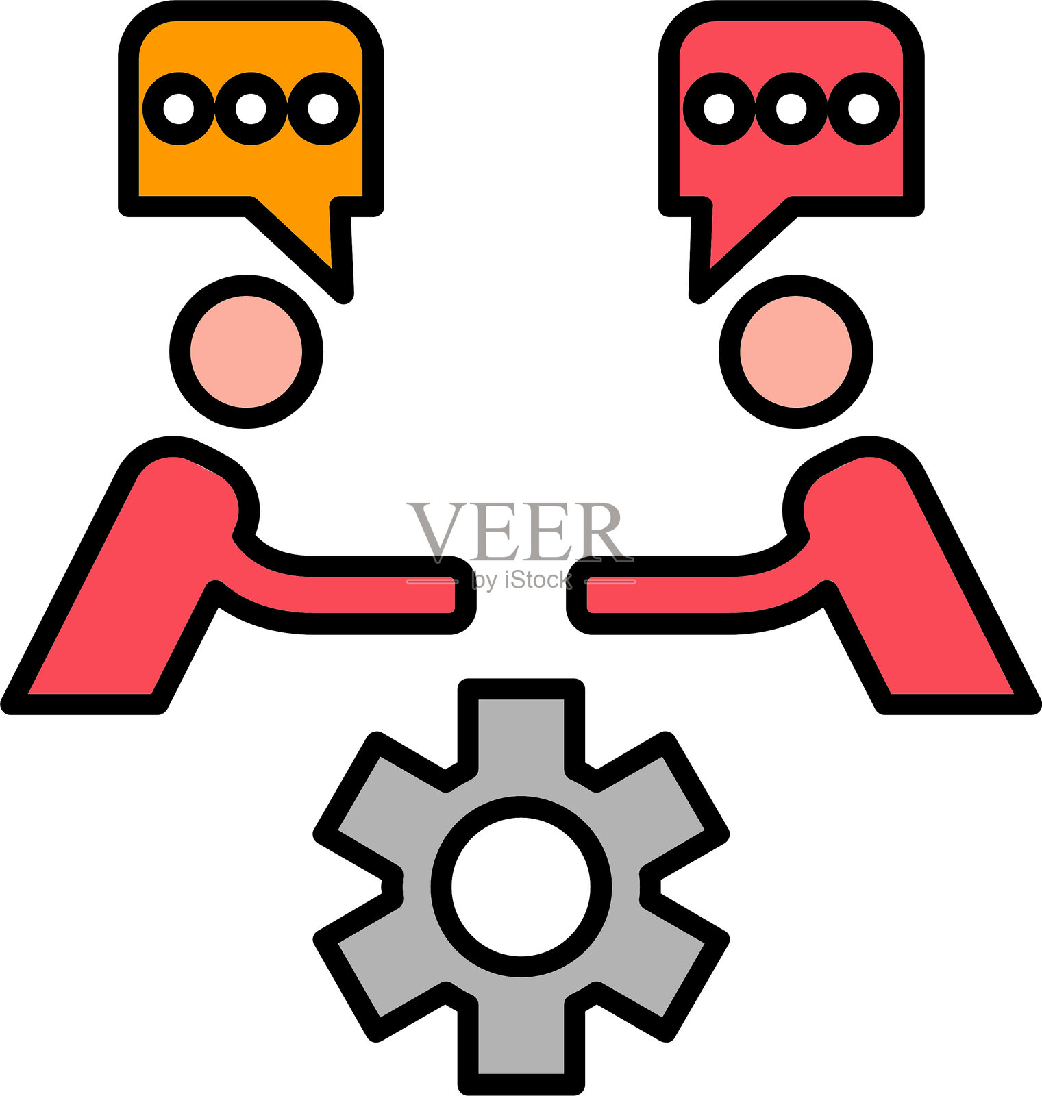 商务人士线条填充图标设计插画图片素材