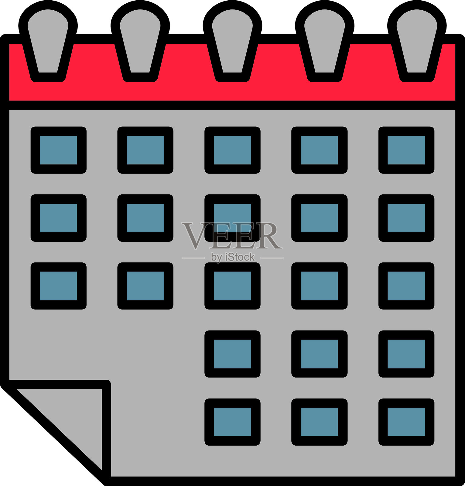 日历线条填充图标设计插画图片素材