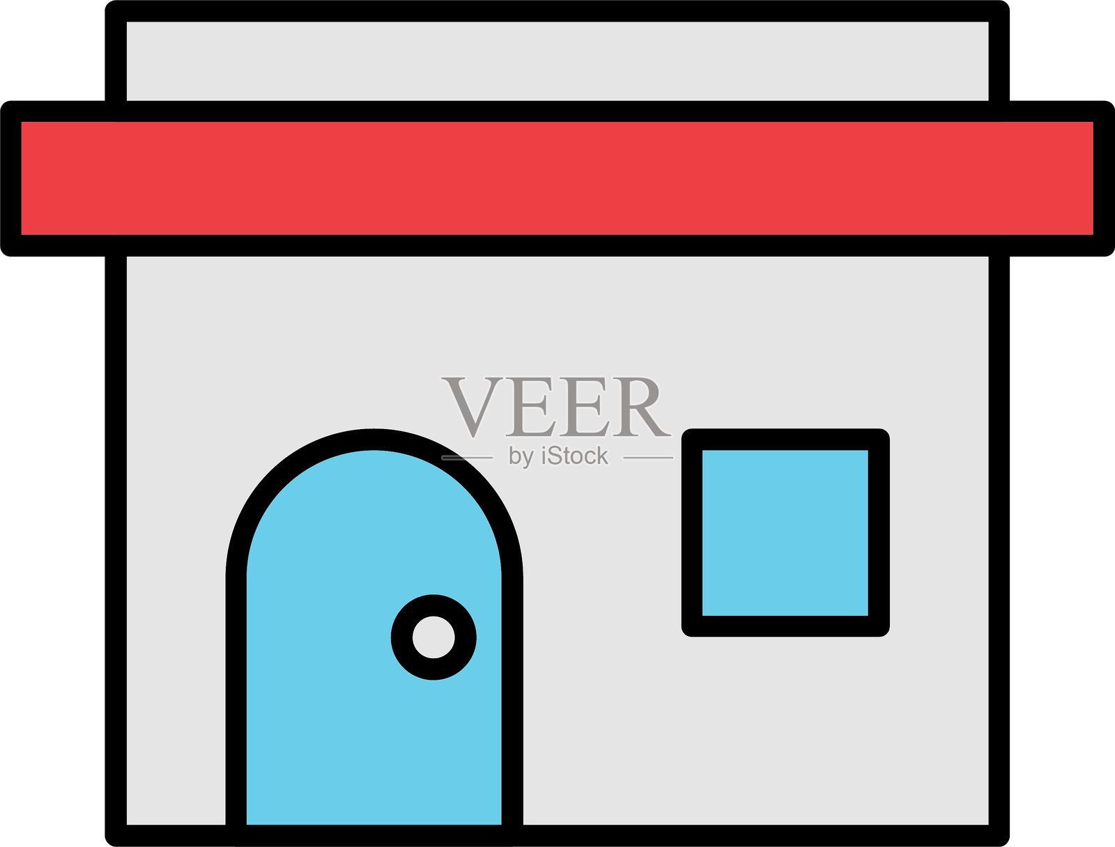 邮局排队填充图标设计插画图片素材