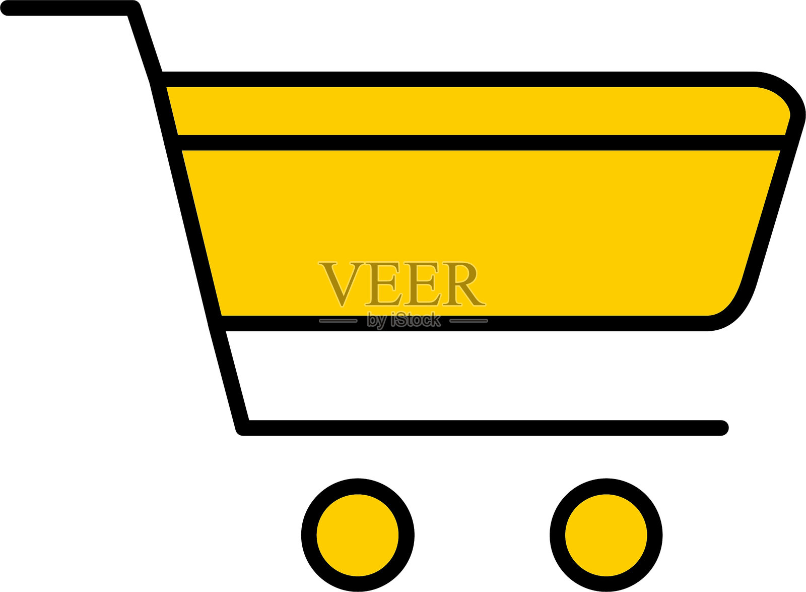 购物车线条填充图标设计插画图片素材