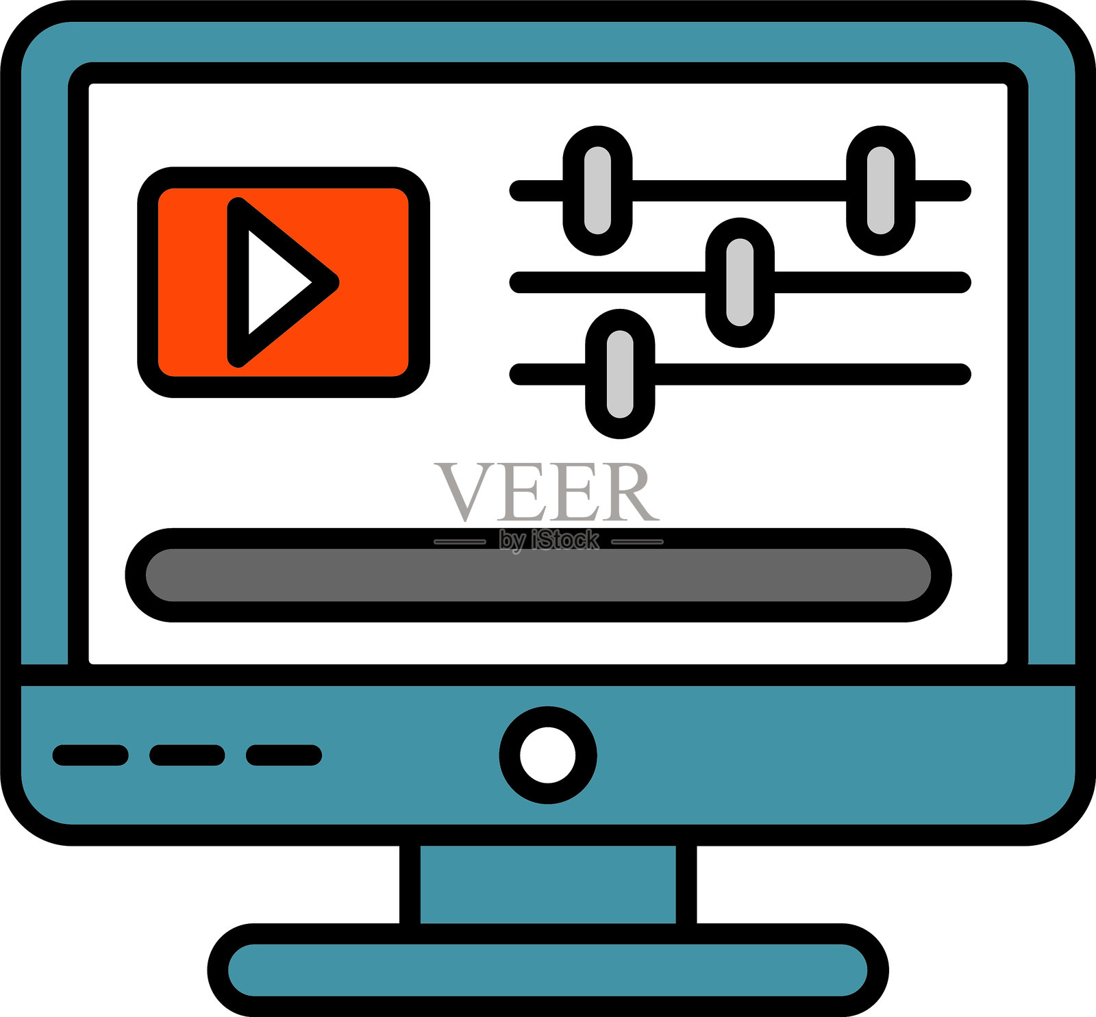 视频编辑器线条填充图标设计插画图片素材