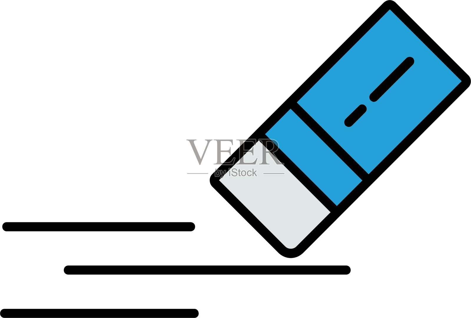 橡皮擦线条填充图标设计插画图片素材