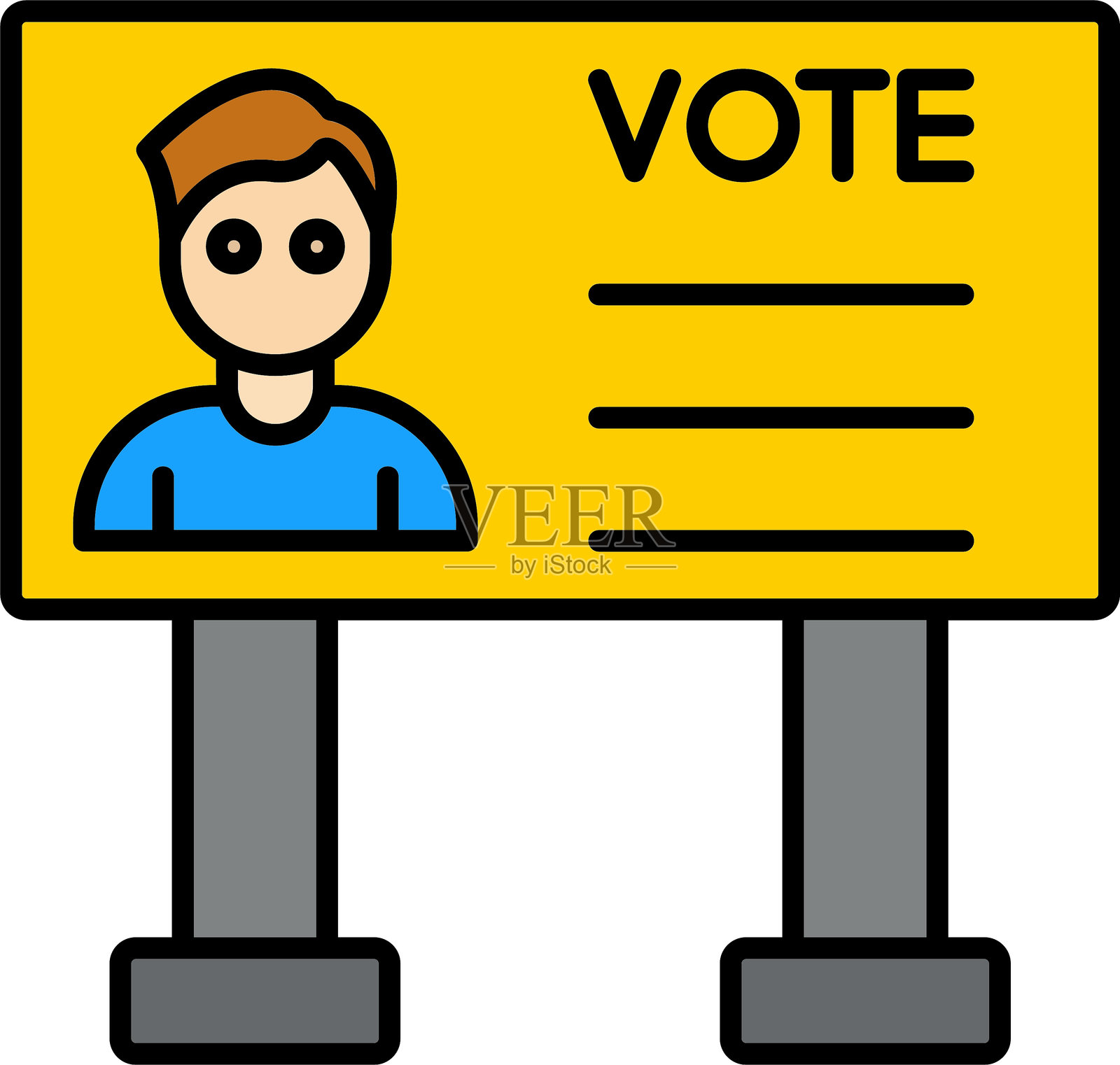 广告牌线条填充图标设计插画图片素材