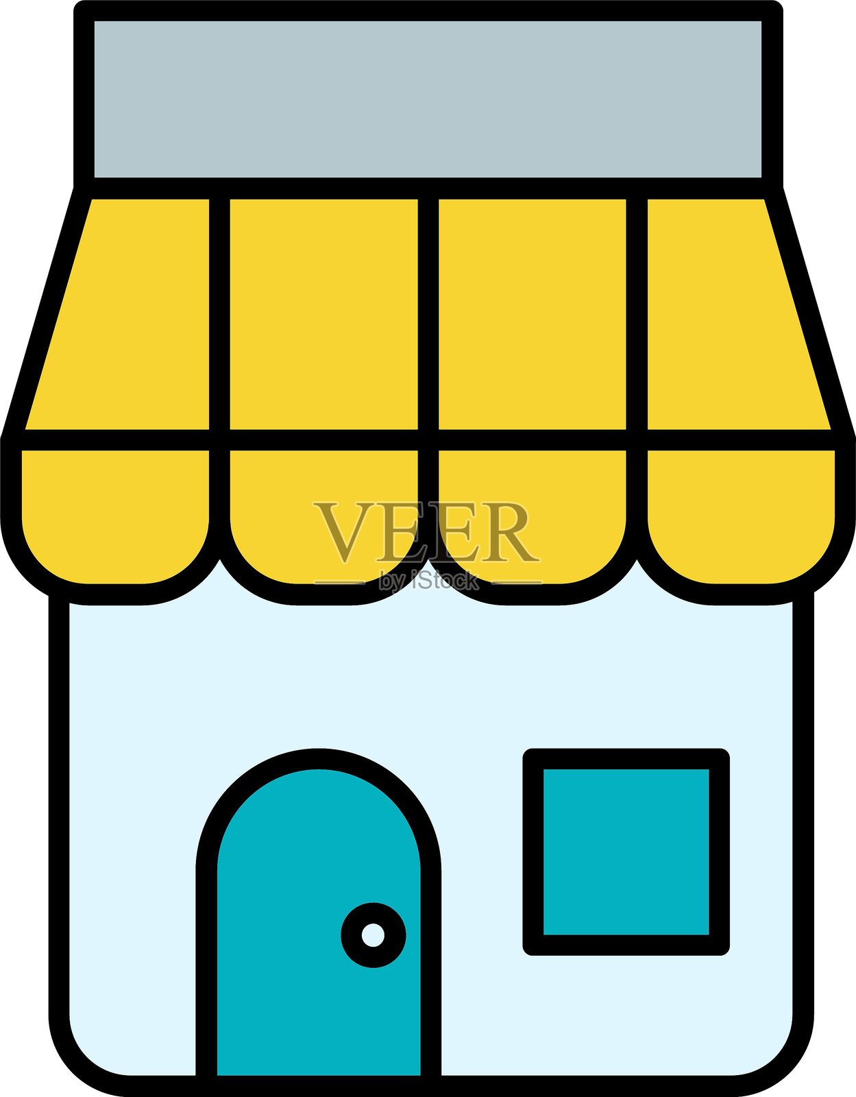 商店线条填充图标设计插画图片素材