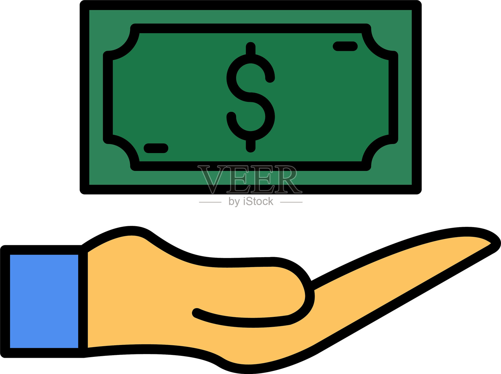 钱线填充图标设计插画图片素材