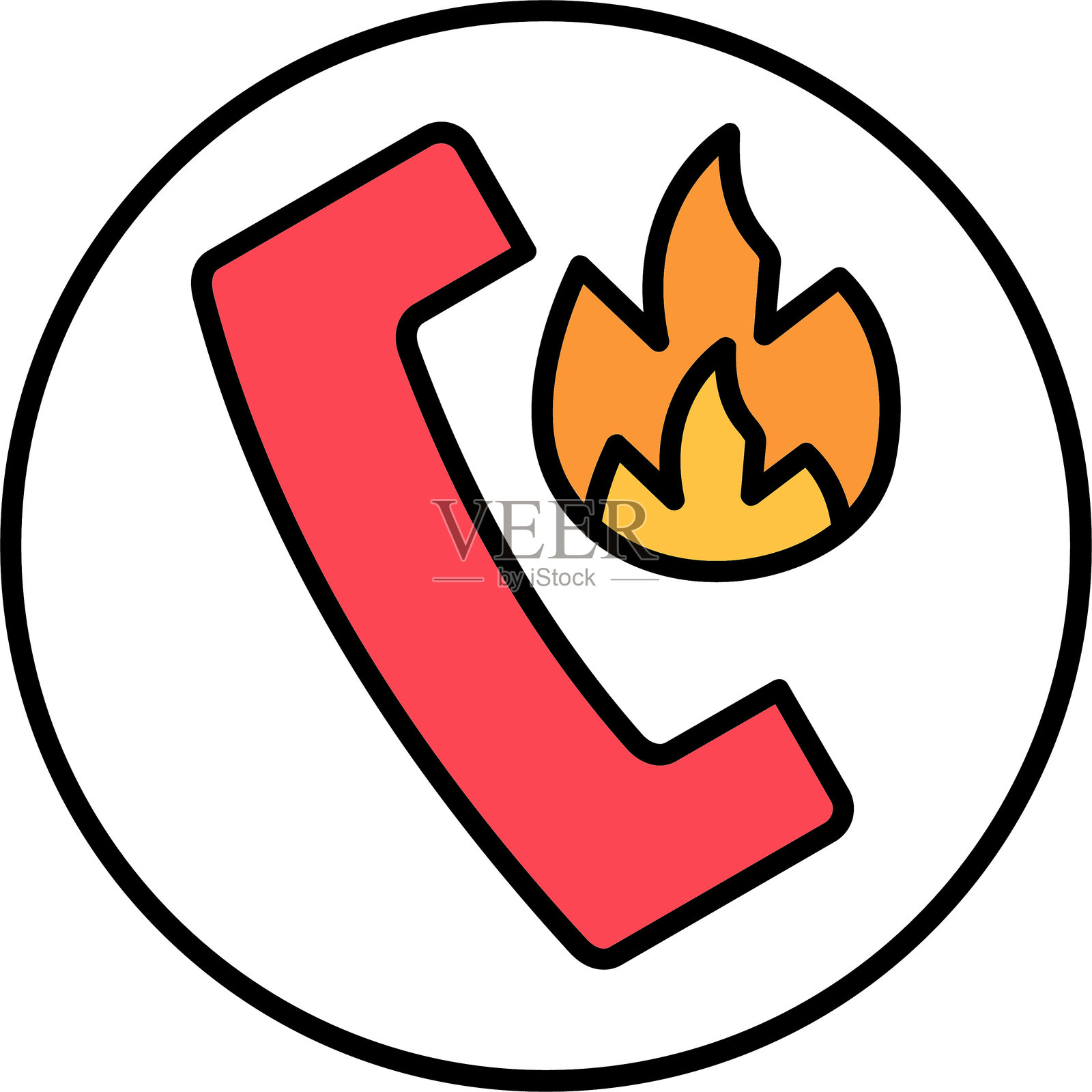 热线填充线图标设计插画图片素材