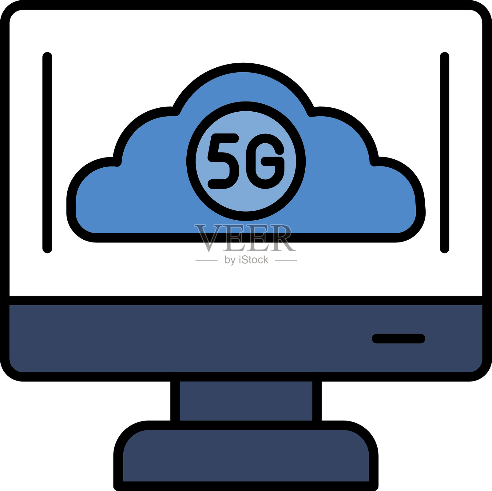 云连接线填充图标设计插画图片素材